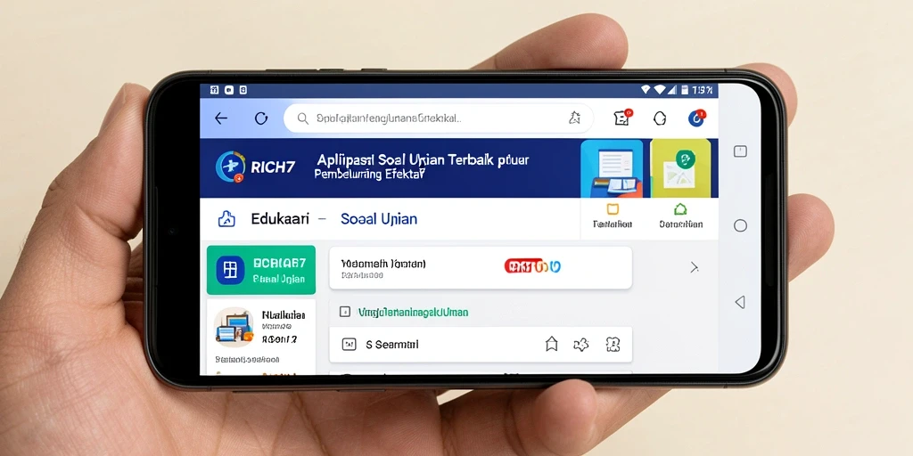 Antarmuka aplikasi RICH7 yang menampilkan berbagai soal ujian.
