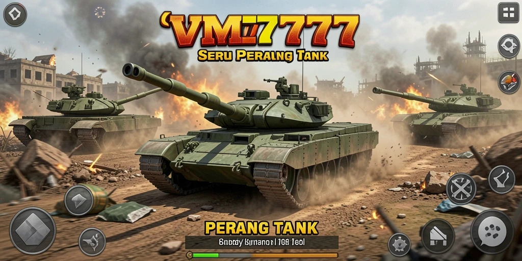 Tangkapan layar VM777 menampilkan aksi seru pertempuran tank.