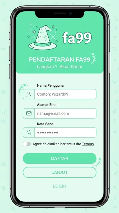 Tampilan halaman daftar fa99