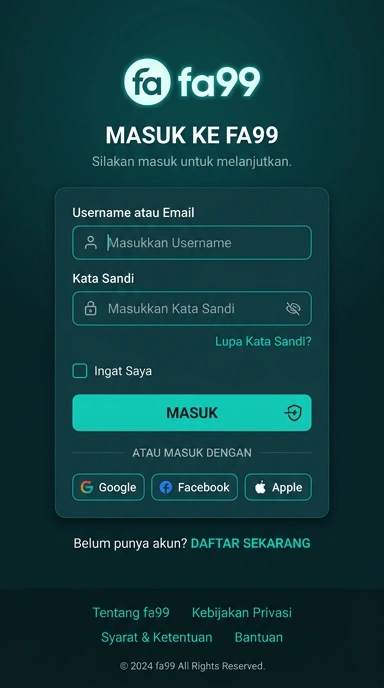 Tampilan halaman login fa99